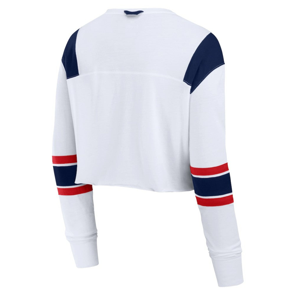 Atlanta Braves Women's Stretch Cropped Fashion Long Sleeve T-Shirt White