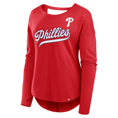 Philadelphia Phillies Women's Core Boat Neck Long Sleeve T-Shirt  Red