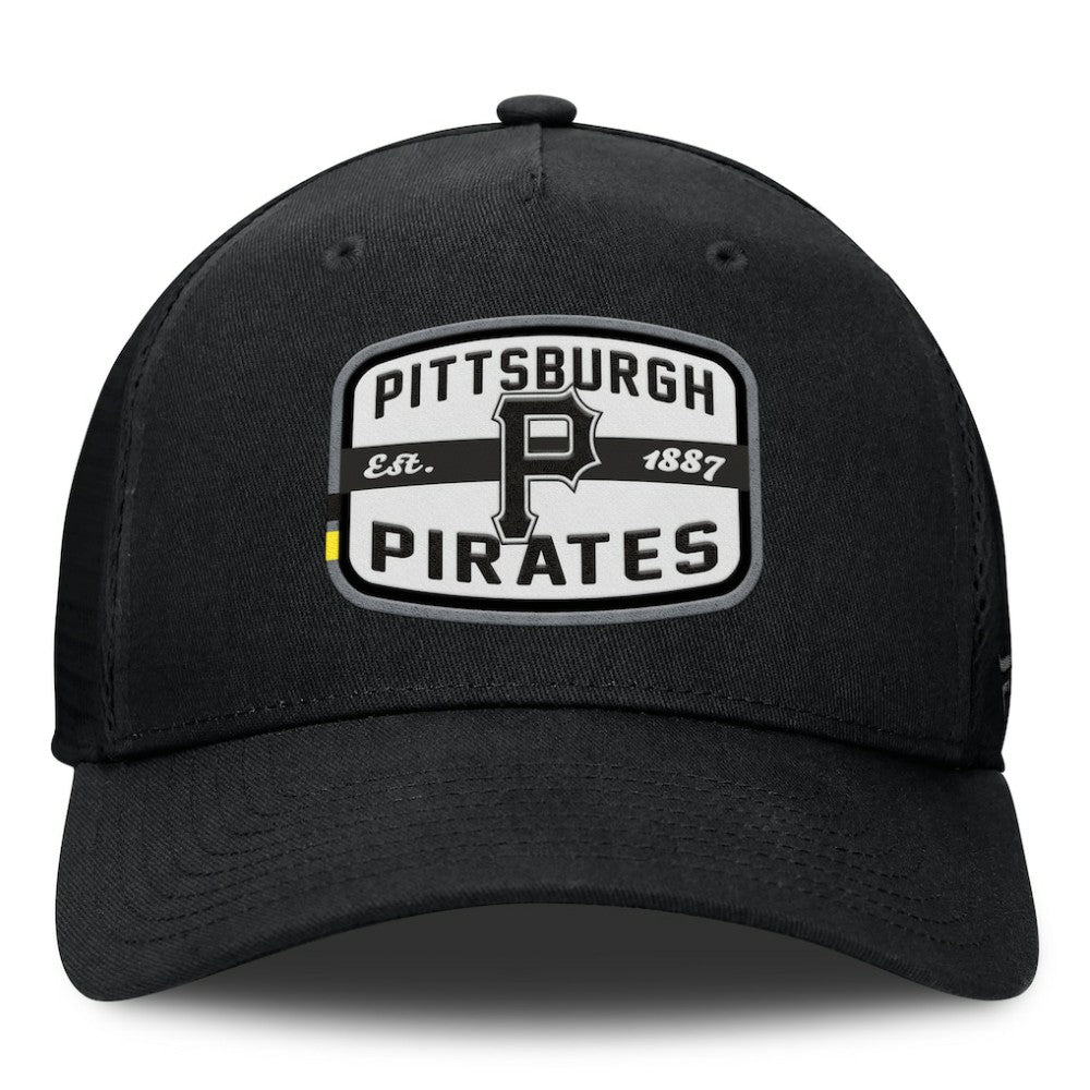 Pittsburgh Pirates Team Patch A-Frame Trucker Snapback Hat Black