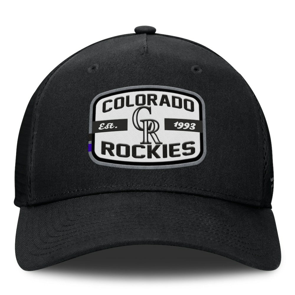 Colorado Rockies Team Patch A-Frame Trucker Snapback Hat Black