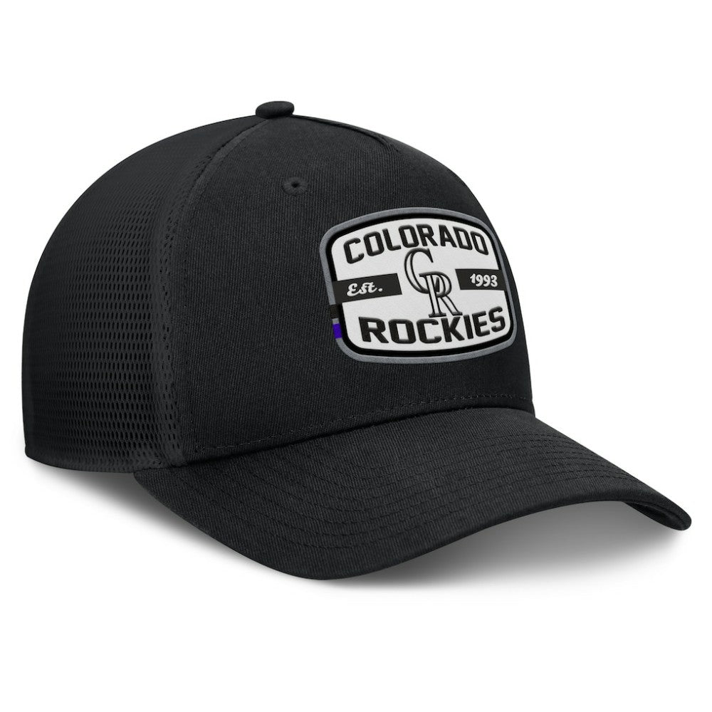 Colorado Rockies Team Patch A-Frame Trucker Snapback Hat Black