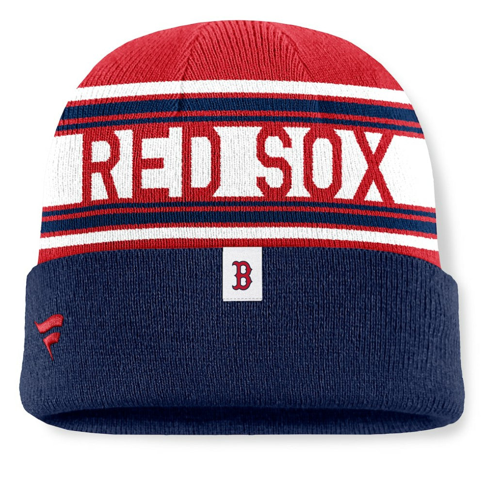 Boston Red Sox Fundamental Team Stripe Cuffed Knit Hat Navy