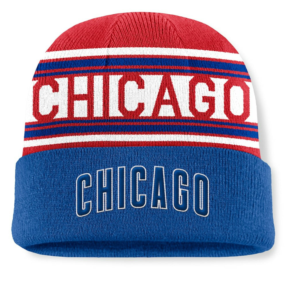 Chicago Cubs Fundamental Team Stripe Cuffed Knit Hat Royal