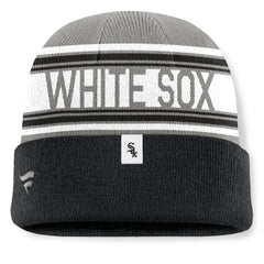 Chicago White Sox Fundamental Team Stripe Cuffed Knit Hat Black