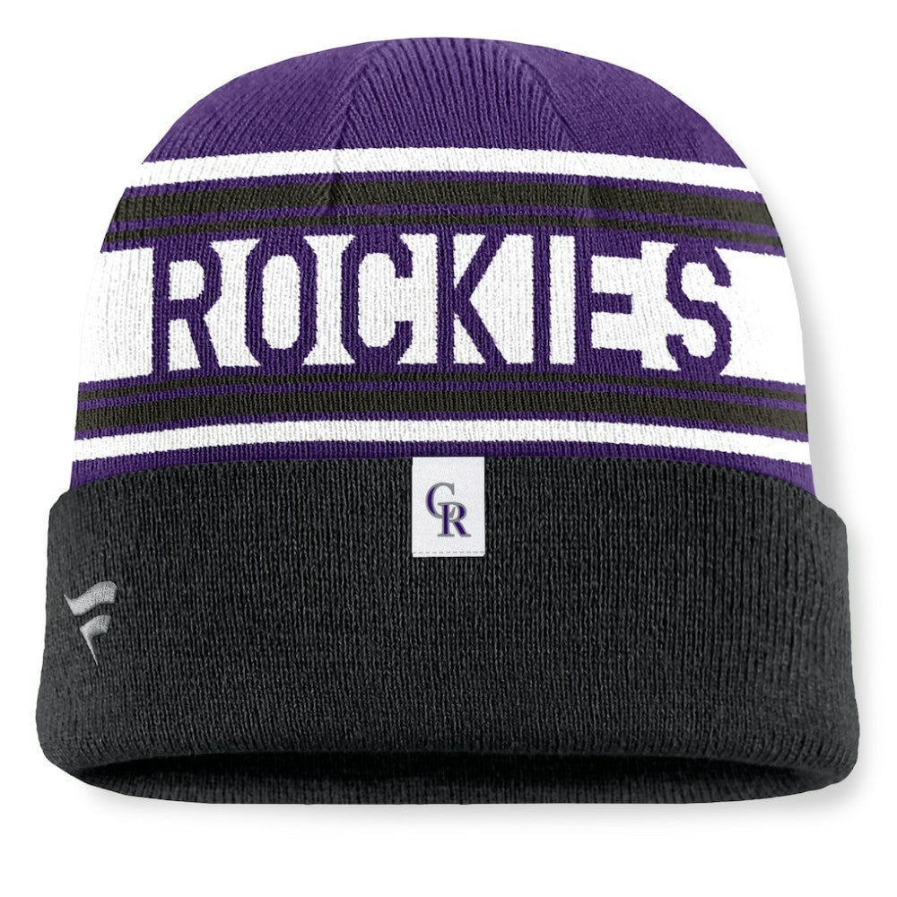 Colorado Rockies Fundamental Team Stripe Cuffed Knit Hat Black