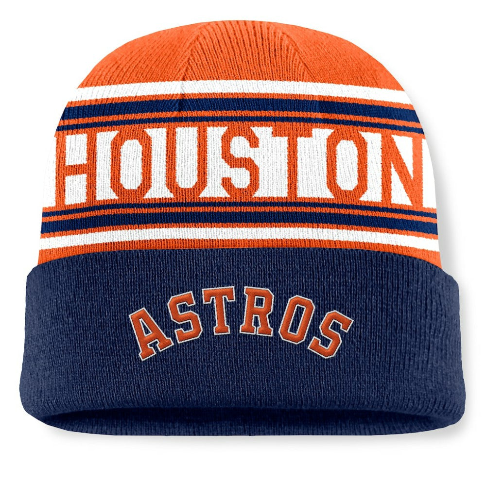 Houston Astros Fundamental Team Stripe Cuffed Knit Hat Navy