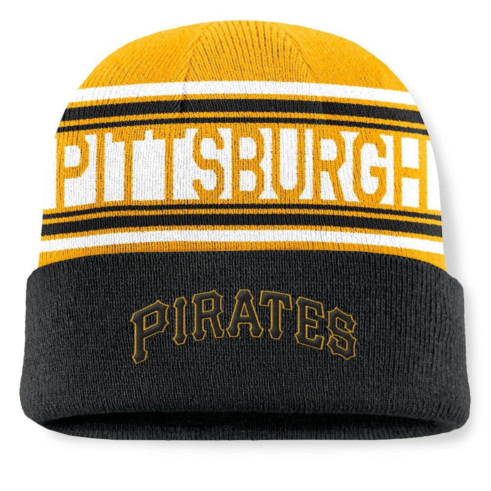 Pittsburgh Pirates Fundamental Team Stripe Cuffed Knit Hat Black