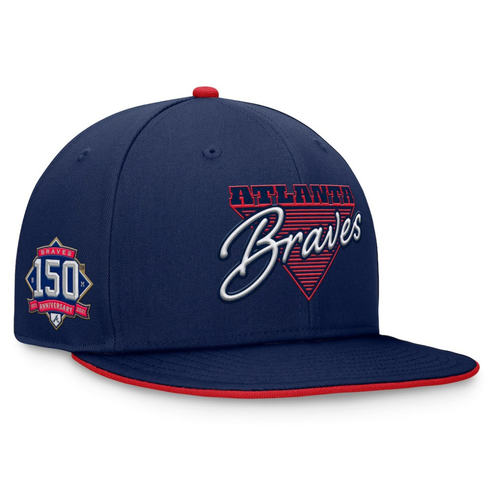 Atlanta Braves Fundamental Tri-Script Fitted Hat Navy
