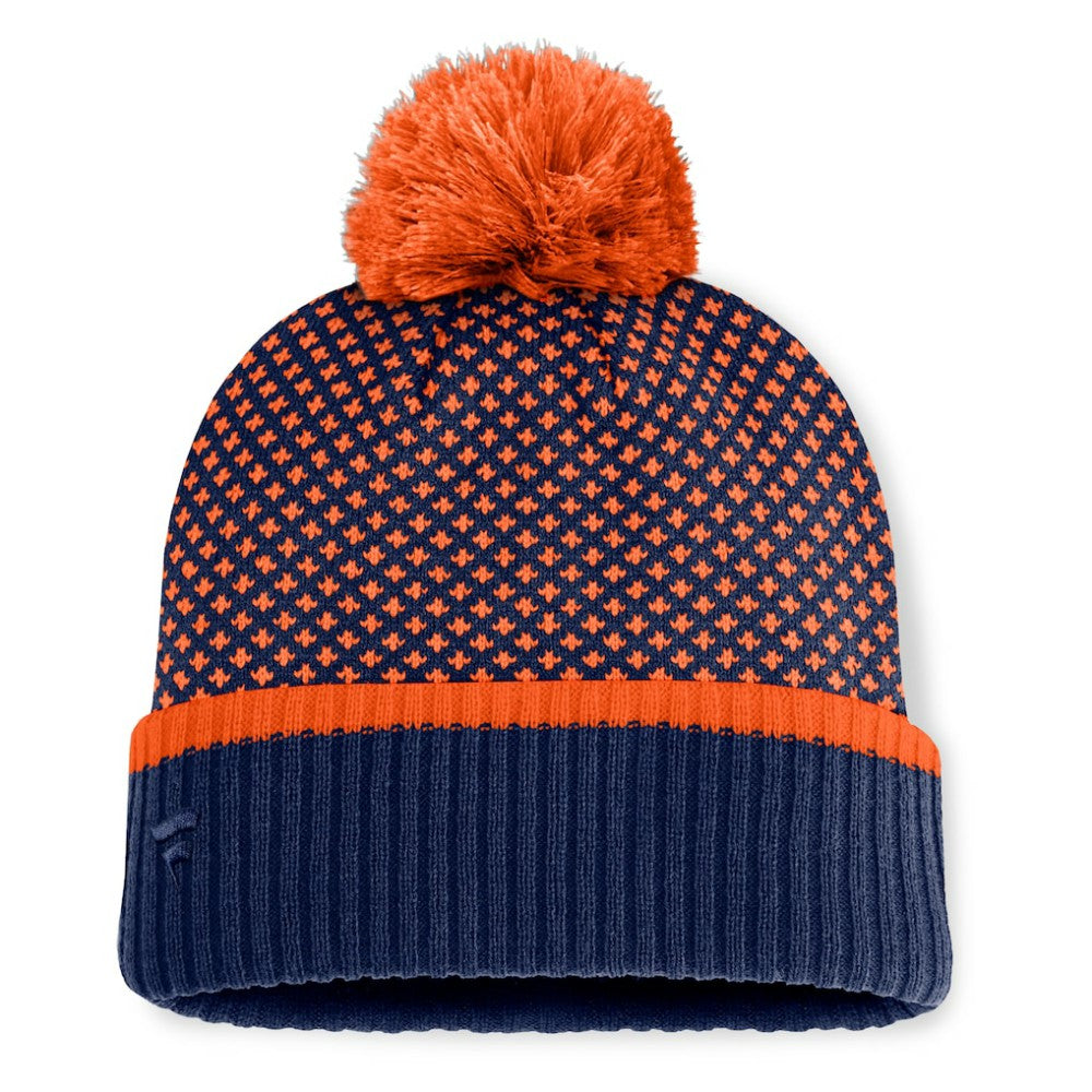 Houston Astros Women's Fundamental Jacquard Cuffed Knit Hat with Pom Navy