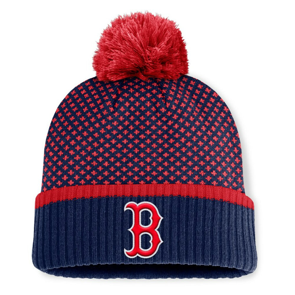 Boston Red Sox Women's Fundamental Jacquard Cuffed Knit Hat with Pom Navy
