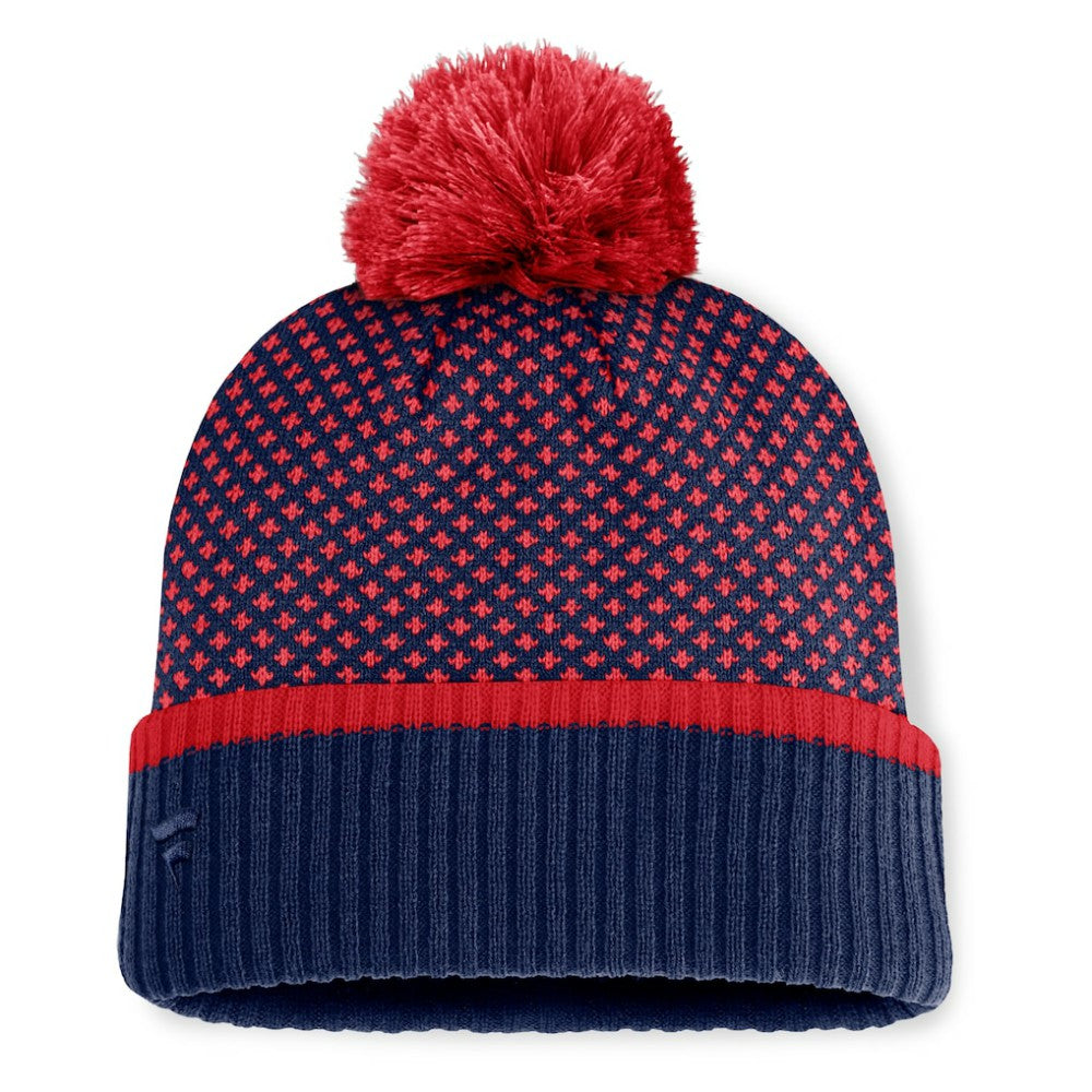 Boston Red Sox Women's Fundamental Jacquard Cuffed Knit Hat with Pom Navy
