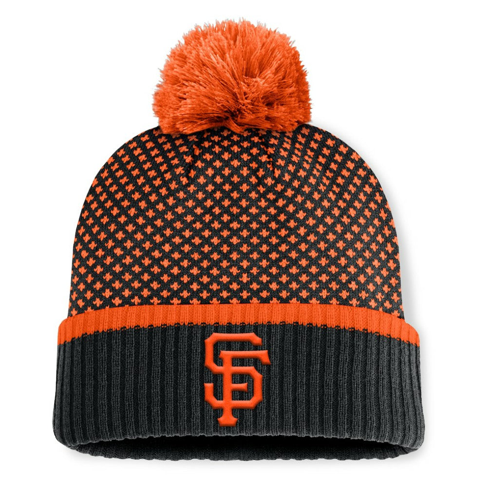 San Francisco Giants Women's Fundamental Jacquard Cuffed Knit Hat with Pom Black