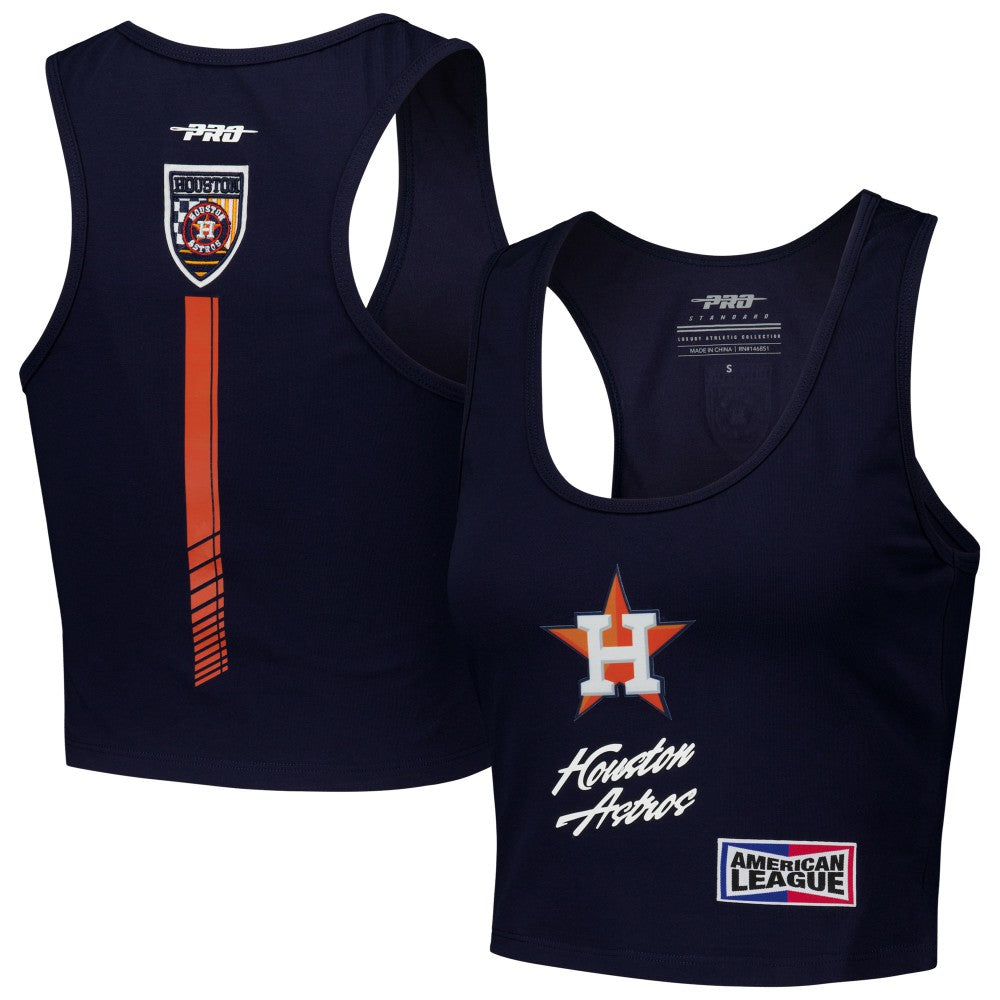 Houston Astros Pro Standard Women's Fast Lane Fitted Tri-Blend Cropped Tank Top Navy