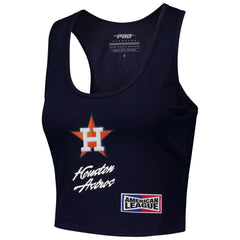 Houston Astros Pro Standard Women's Fast Lane Fitted Tri-Blend Cropped Tank Top Navy