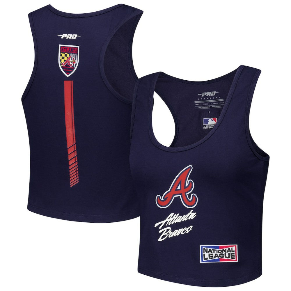 Atlanta Braves Pro Standard Women's Fast Lane Fitted Tri-Blend Cropped Tank Top Navy