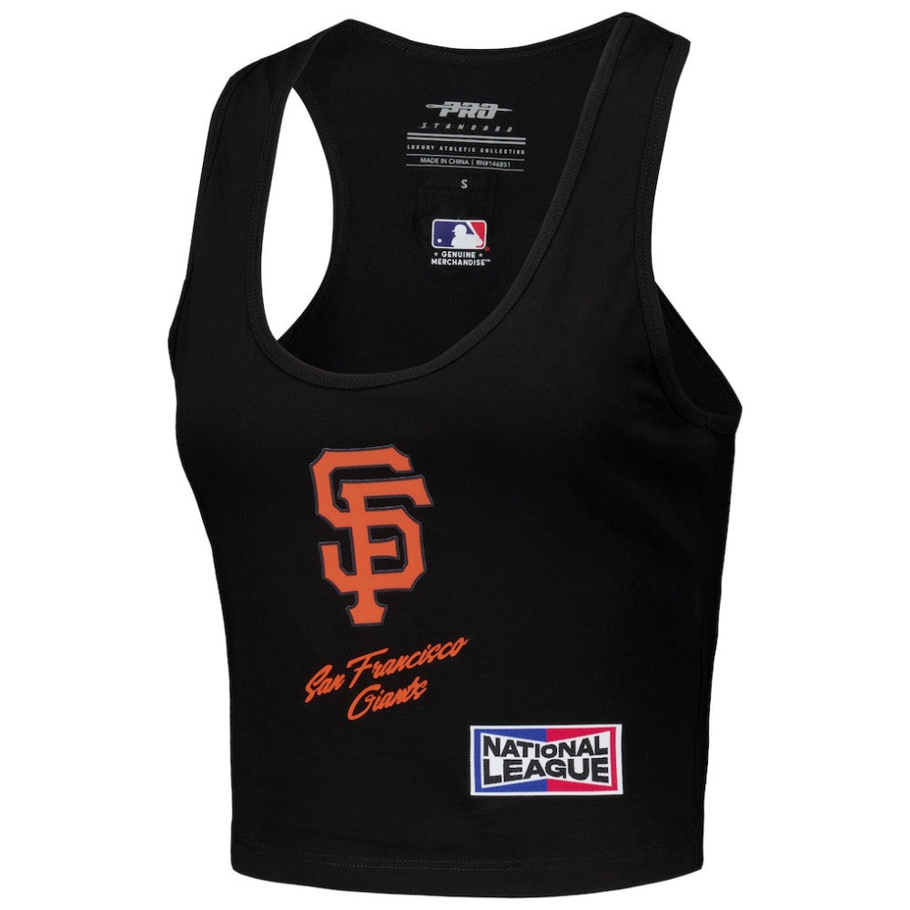 San Francisco Giants Pro Standard Women's Fast Lane Fitted Tri-Blend Cropped Tank Top Black