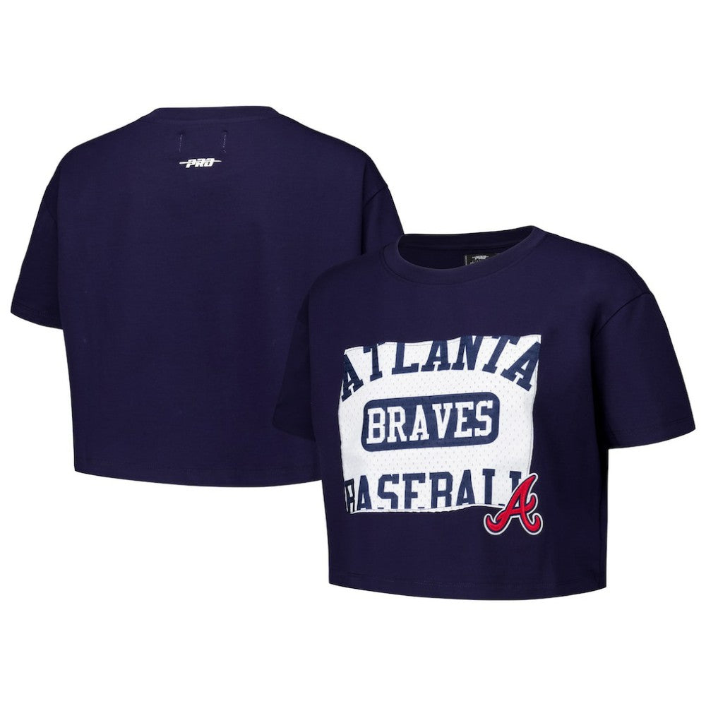 Atlanta Braves Pro Standard Women's Made To Play Boxy Cropped T-Shirt Navy