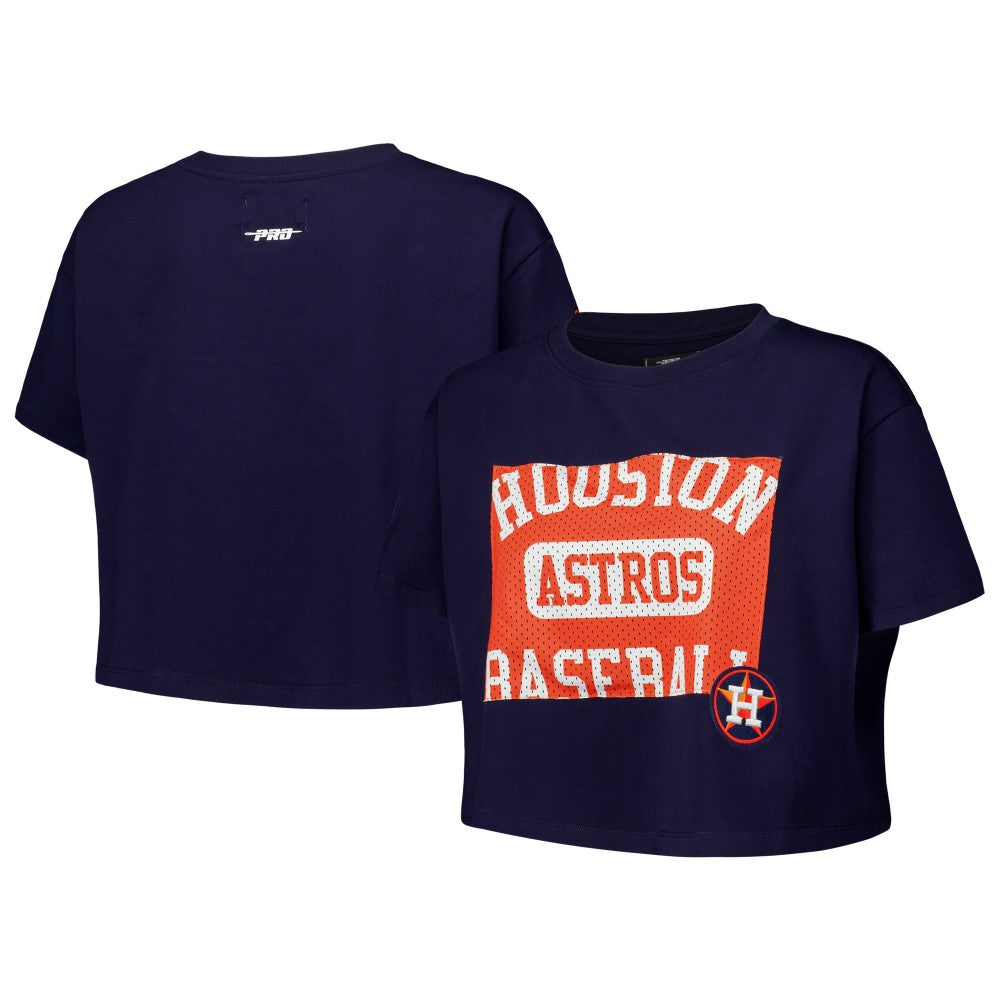 Houston Astros Pro Standard Women's Made To Play Boxy Cropped T-Shirt Navy