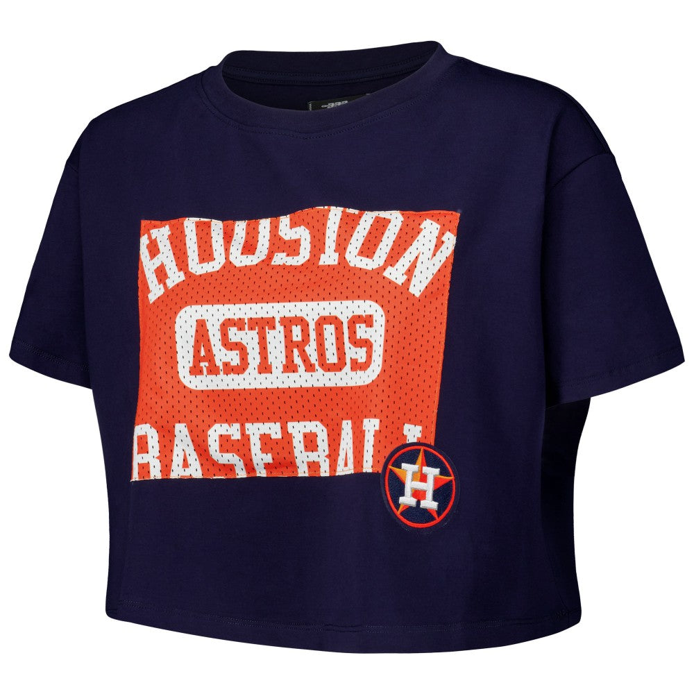 Houston Astros Pro Standard Women's Made To Play Boxy Cropped T-Shirt Navy