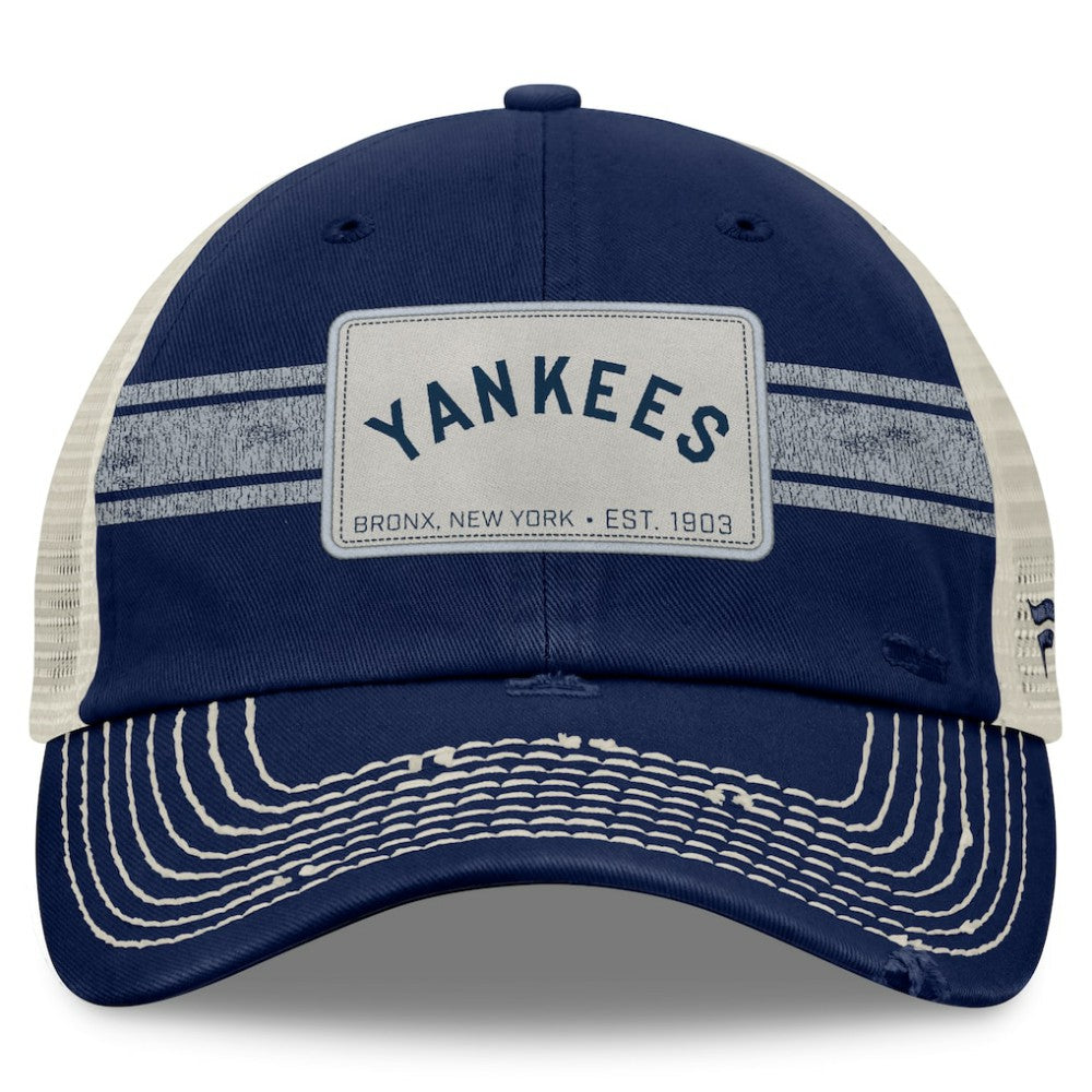 New York Yankees  Heritage Stripe Trucker Adjustable Hat Navy/Natural
