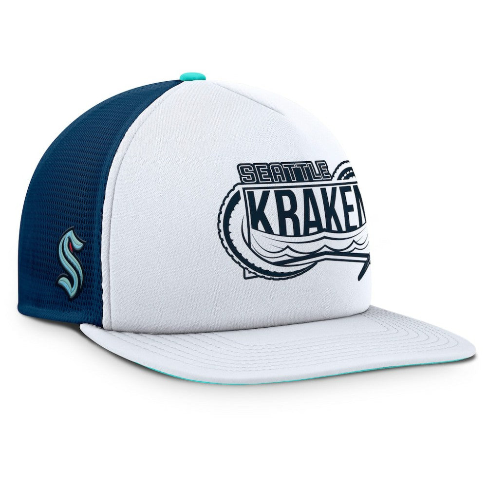 Seattle Kraken Fanatics Authentic Pro Hometown Rink Foam Trucker Snapback Hat White/Deep Sea Blue