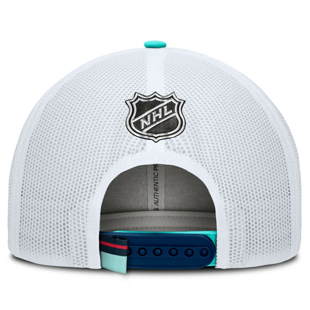 Seattle Kraken Fanatics Authentic Pro Rink Trucker Hat Deep Sea Blue/White