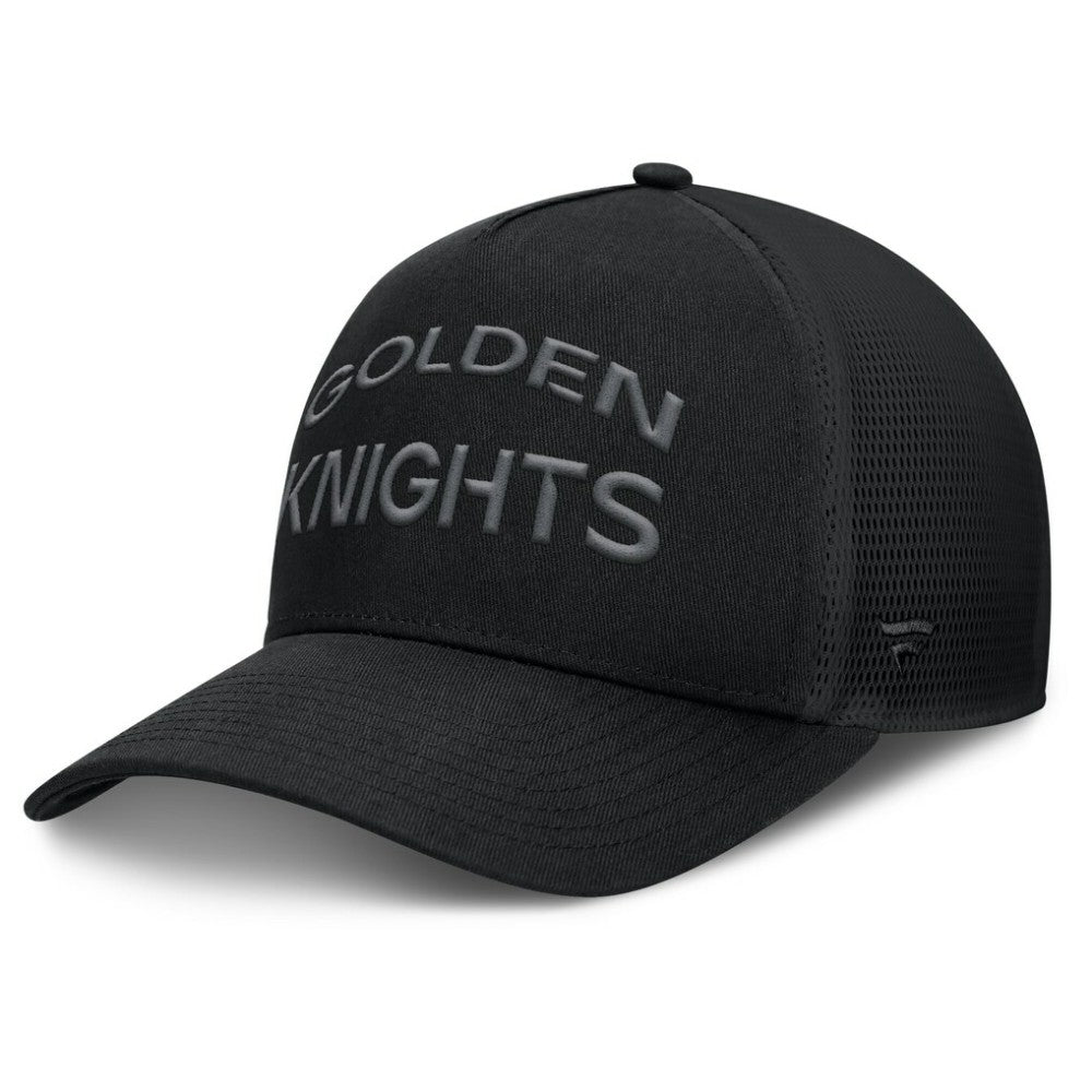 Vegas Golden Knights Fanatics Authentic Pro Road Stack Text A-Frame Adjustable Hat Black