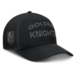 Vegas Golden Knights Fanatics Authentic Pro Road Stack Text A-Frame Adjustable Hat Black