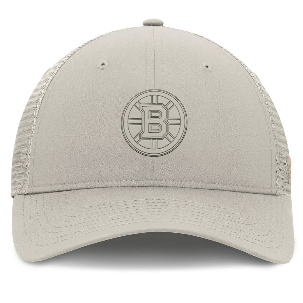 Boston Bruins Fanatics Women's Authentic Pro Road Trucker Adjustable Hat Tan