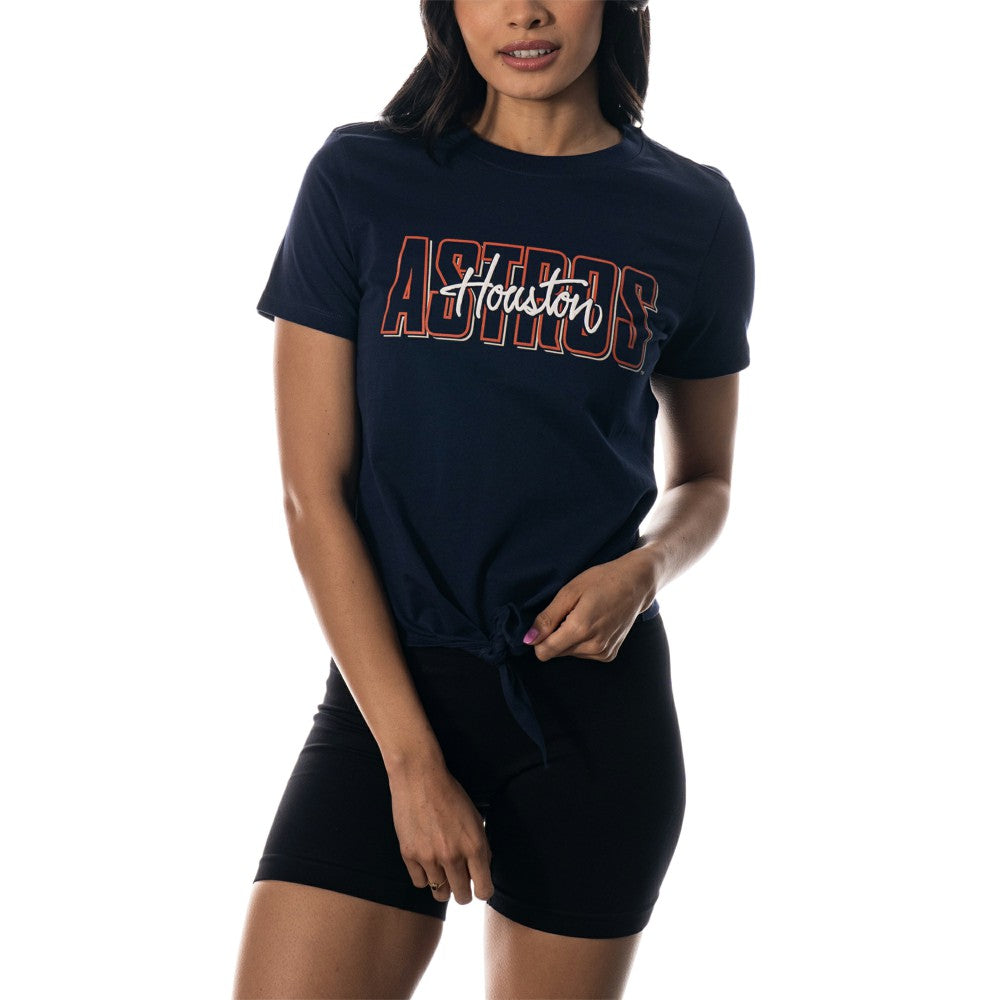Houston Astros The Wild Collective Women's Twist Front T-Shirt Navy