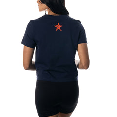 Houston Astros The Wild Collective Women's Twist Front T-Shirt Navy