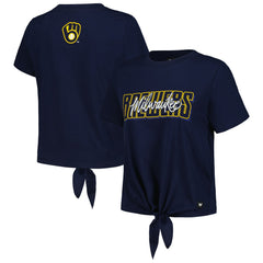 Milwaukee Brewers The Wild Collective Women's Twist Front T-Shirt Navy