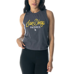 San Diego Padres The Wild Collective Women's Side Knot Tank Top Charcoal