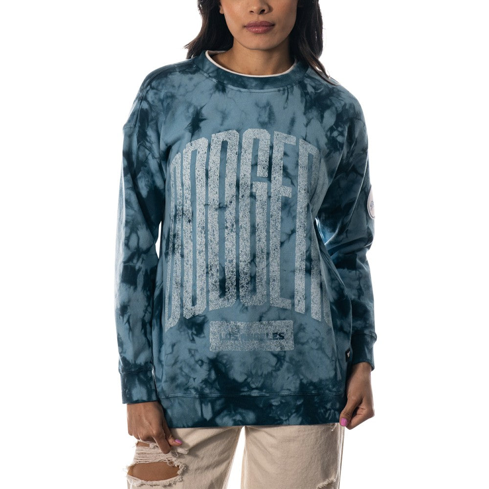 Los Angeles Dodgers The Wild Collective Women's Overdyed Pullover Sweatshirt Blue