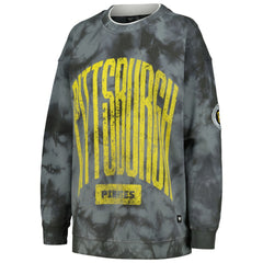 Pittsburgh Pirates The Wild Collective Women's Overdyed Pullover Sweatshirt Charcoal