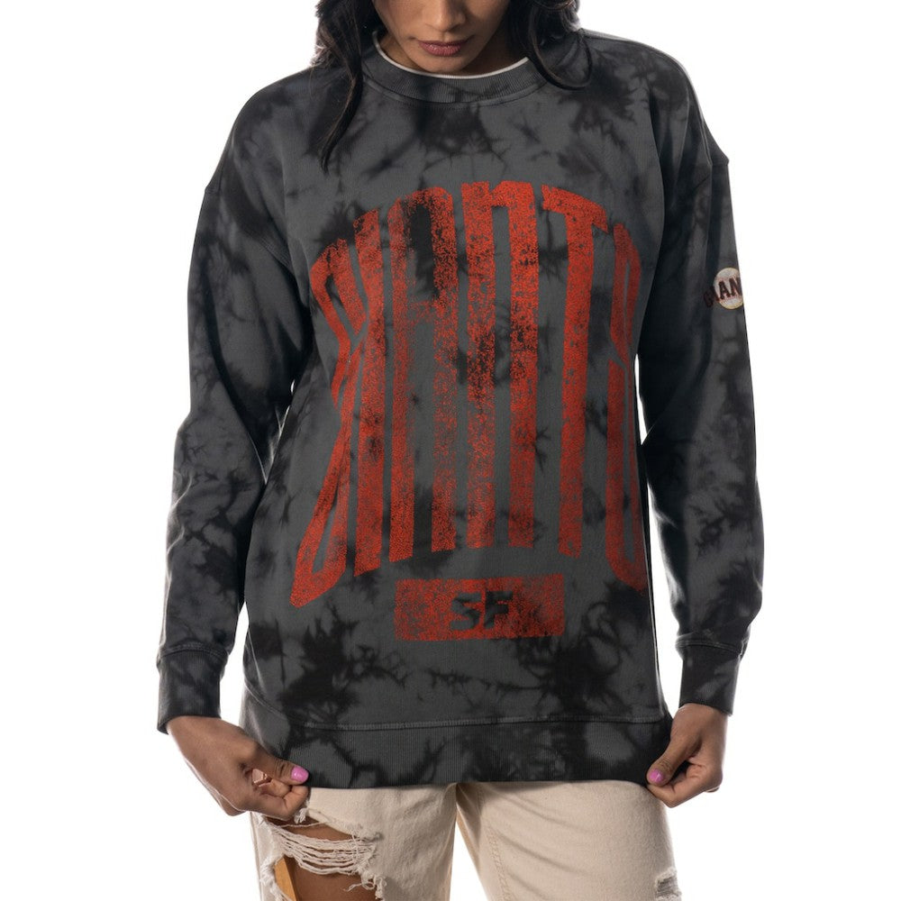 San Francisco Giants The Wild Collective Women's Overdyed Pullover Sweatshirt Charcoal