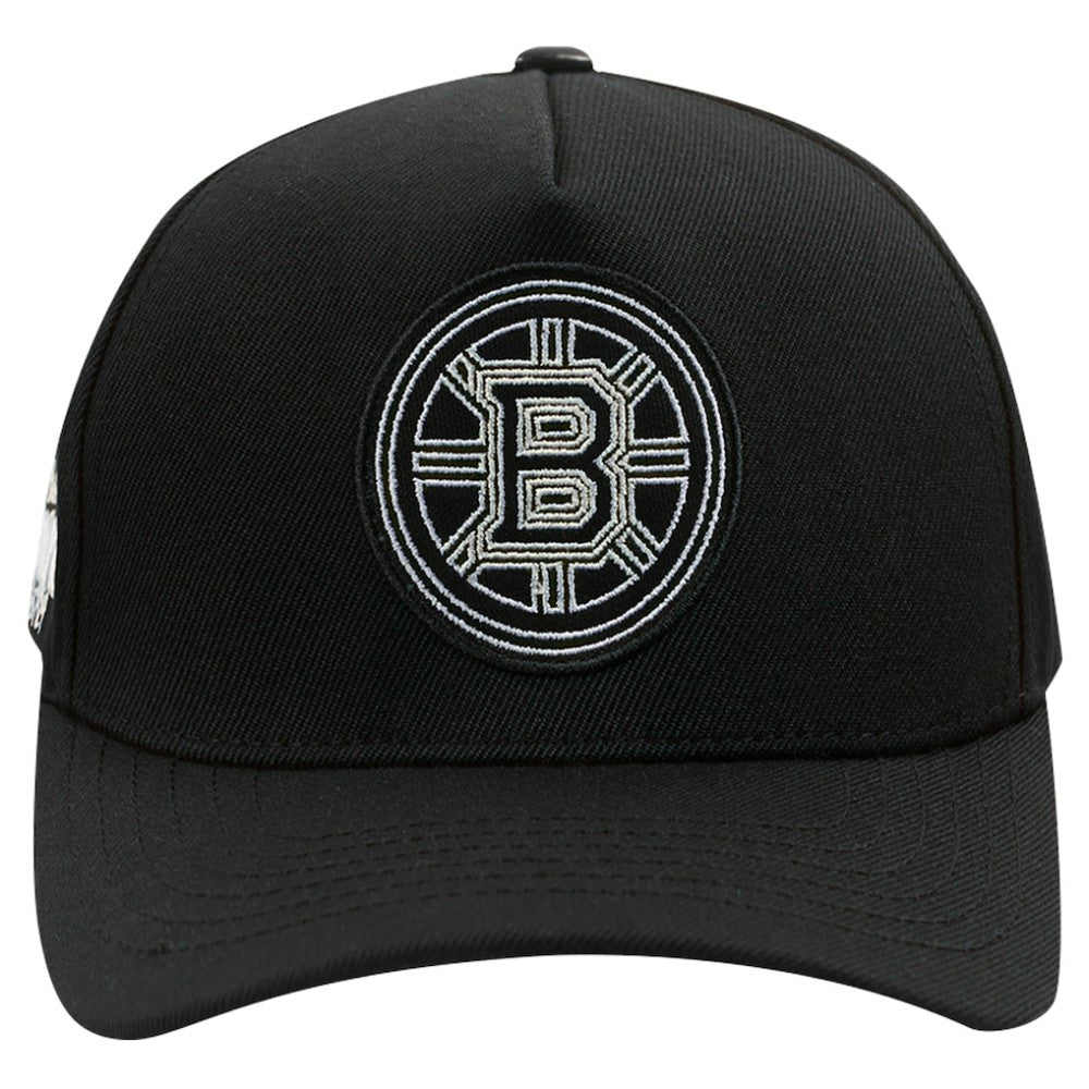 Boston Bruins Pro Standard Paint the City Pinch Front Snapback Hat Black