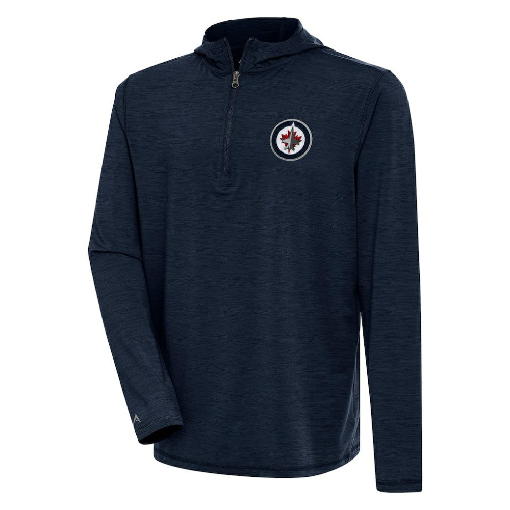 Winnipeg Jets Antigua Tidy Quarter-Zip Pullover Hoodie Heather Navy