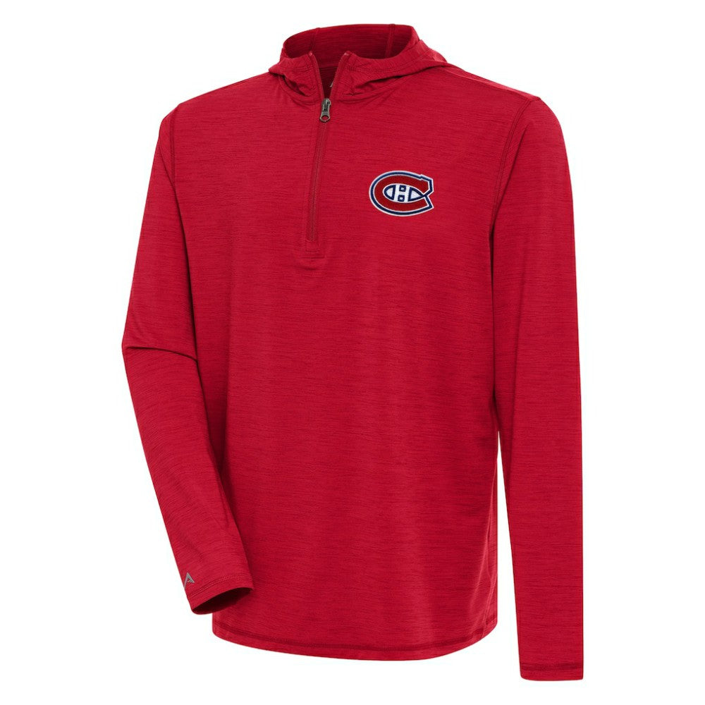 Montreal Canadiens Antigua Tidy Quarter-Zip Pullover Hoodie Heather Red