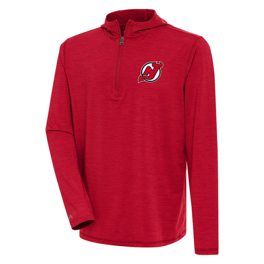 New Jersey Devils Antigua Tidy Quarter-Zip Pullover Hoodie Heather Red