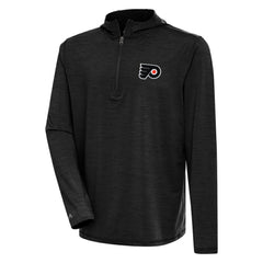 Philadelphia Flyers Antigua Tidy Quarter-Zip Pullover Hoodie Heather Black