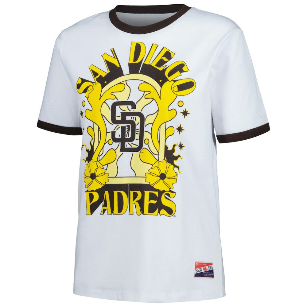 San Diego Padres Women's Oversized Ringer T-Shirt White | New Era