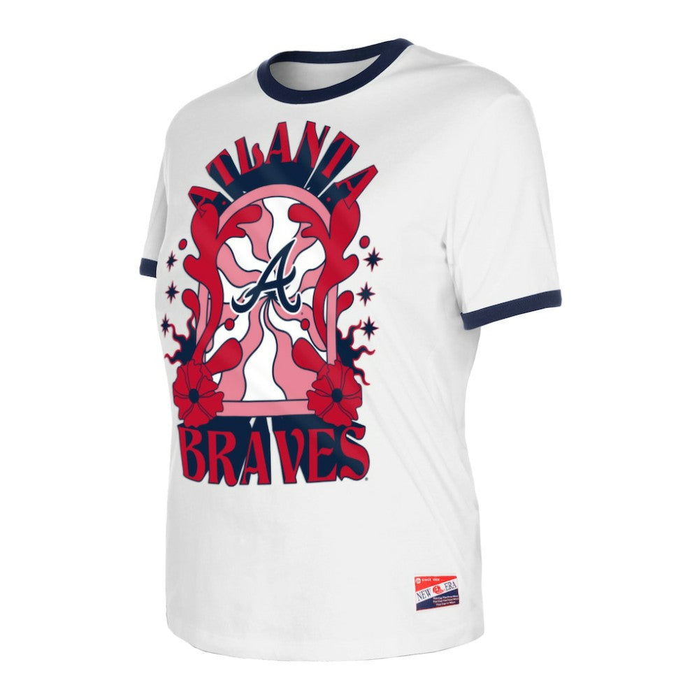 Atlanta Braves Women's Oversized Ringer T-Shirt White | New Era