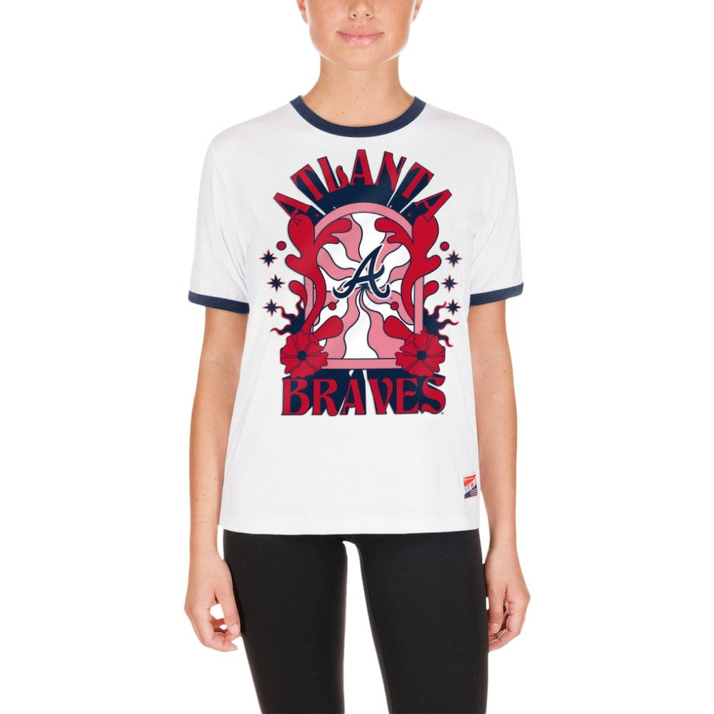 Atlanta Braves Women's Oversized Ringer T-Shirt White | New Era