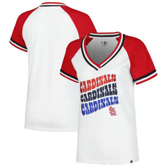 St. Louis Cardinals Women's Jersey Double Binding Raglan V-Neck T-Shirt White | New Era