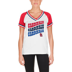 St. Louis Cardinals Women's Jersey Double Binding Raglan V-Neck T-Shirt White | New Era