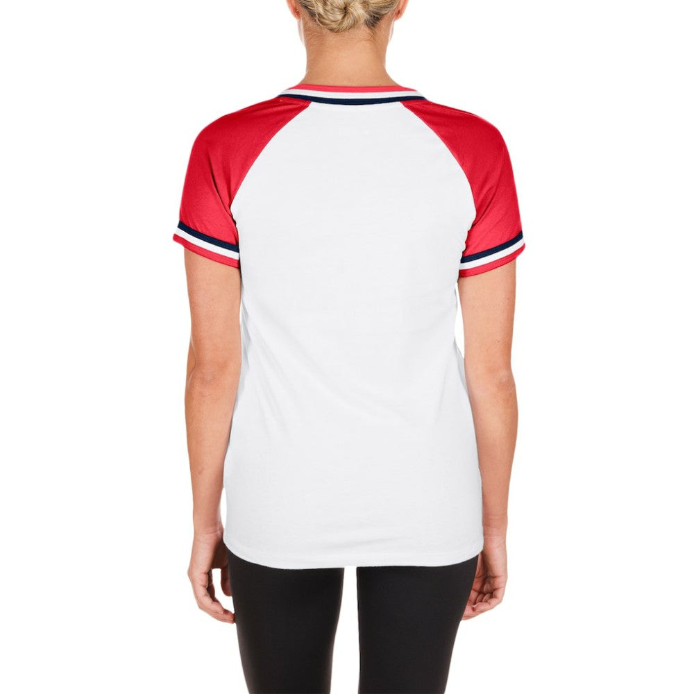 St. Louis Cardinals Women's Jersey Double Binding Raglan V-Neck T-Shirt White | New Era