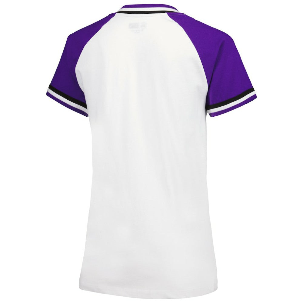 Colorado Rockies Women's Jersey Double Binding Raglan V-Neck T-Shirt White | New Era