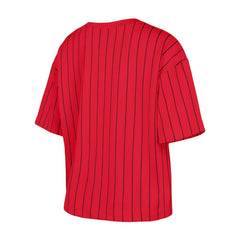 St. Louis Cardinals Women's Boxy Pinstripe T-Shirt Red | New Era