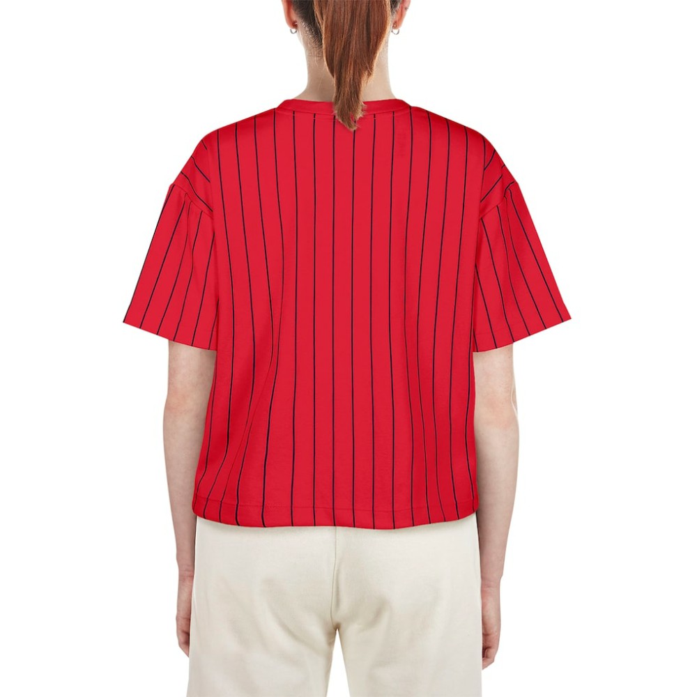 St. Louis Cardinals Women's Boxy Pinstripe T-Shirt Red | New Era